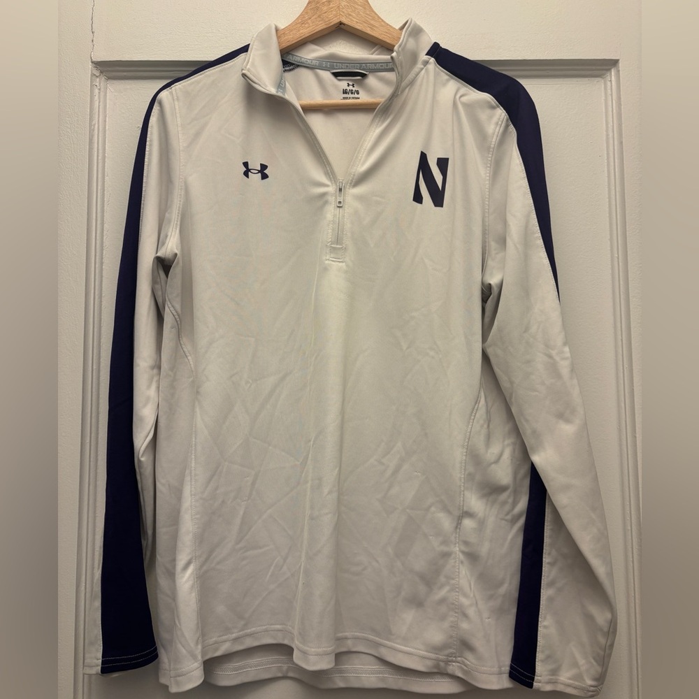Northwestern University Under Armour White and Purple Quarter Zip